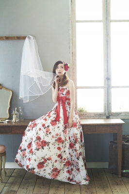 ローズプリントドレス 写真画像